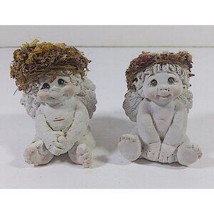 Dreamsicles Cherub Figurine Lot 3in Angel Pair Halo Kristin 1997 Vintage Figure